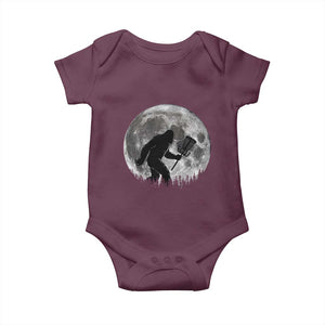 Disc Golf Bigfoot Baby Onesie Funny Cool Full Moon & Trees Sasquatch TS10 Maroon Print Your Wear