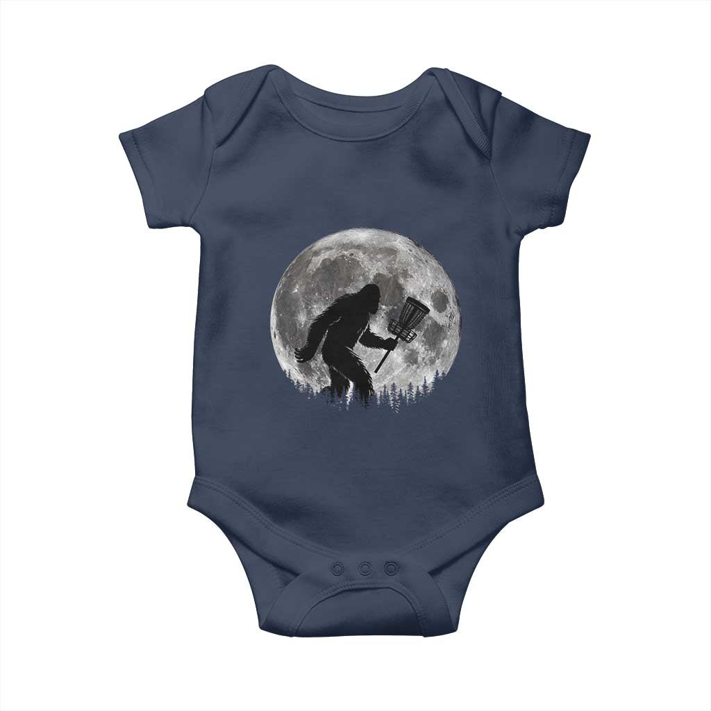 Disc Golf Bigfoot Baby Onesie Funny Cool Full Moon & Trees Sasquatch TS10 Navy Print Your Wear