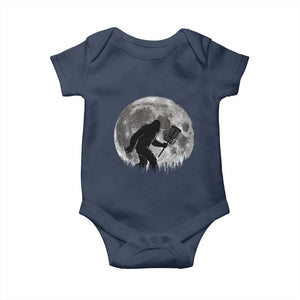 Disc Golf Bigfoot Baby Onesie Funny Cool Full Moon & Trees Sasquatch TS10 Navy Print Your Wear