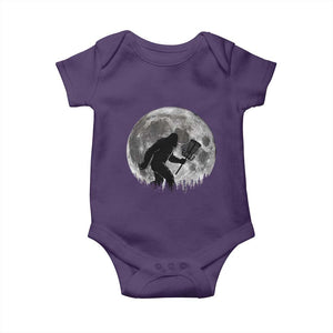 Disc Golf Bigfoot Baby Onesie Funny Cool Full Moon & Trees Sasquatch TS10 Purple Print Your Wear