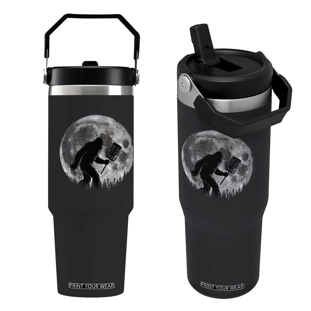 Disc Golf Bigfoot Flip Straw Tumbler Funny Cool Full Moon & Trees Sasquatch TS10 One Size: 30 oz Black Print Your Wear