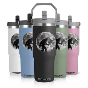 Disc Golf Bigfoot Flip Straw Tumbler Funny Cool Full Moon & Trees Sasquatch TS10 Print Your Wear