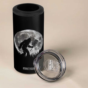 Disc Golf Bigfoot 4 in 1 Can Cooler Tumbler Funny Cool Full Moon & Trees Sasquatch TS10 Print Your Wear