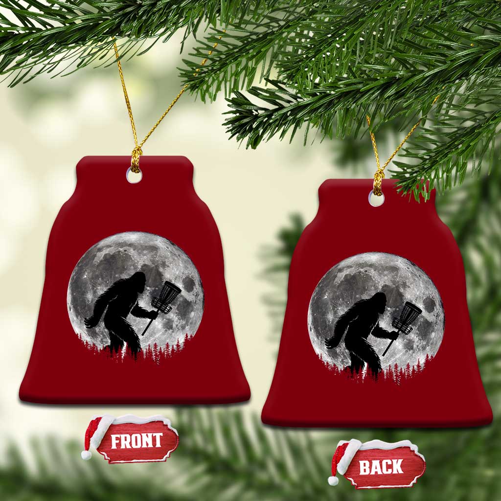 Disc Golf Bigfoot Ceramic Ornament Funny Cool Full Moon & Trees Sasquatch - Print Your Wear