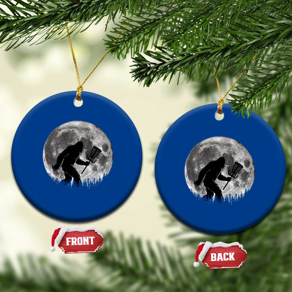 Disc Golf Bigfoot Ceramic Ornament Funny Cool Full Moon & Trees Sasquatch - Print Your Wear