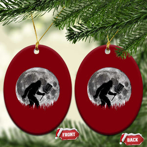 Disc Golf Bigfoot Ceramic Ornament Funny Cool Full Moon & Trees Sasquatch - Print Your Wear