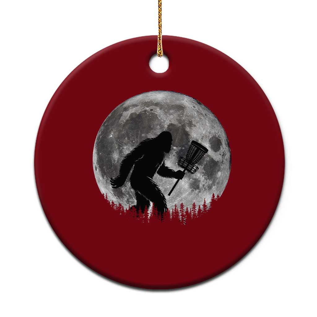 Disc Golf Bigfoot Ceramic Ornament Funny Cool Full Moon & Trees Sasquatch - Print Your Wear