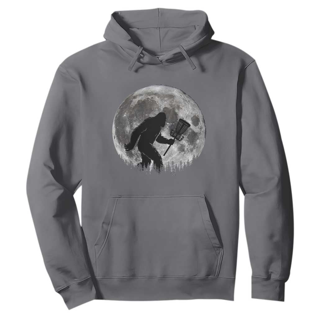Disc Golf Bigfoot Hoodie Funny Cool Full Moon & Trees Sasquatch TS10 Charcoal Print Your Wear