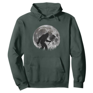 Disc Golf Bigfoot Hoodie Funny Cool Full Moon & Trees Sasquatch TS10 Dark Forest Green Print Your Wear