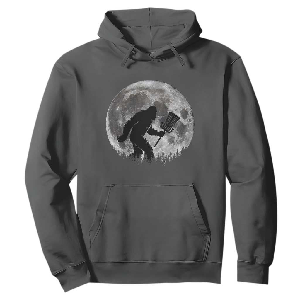 Disc Golf Bigfoot Hoodie Funny Cool Full Moon & Trees Sasquatch TS10 Dark Heather Print Your Wear