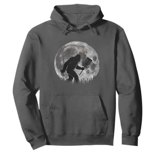 Disc Golf Bigfoot Hoodie Funny Cool Full Moon & Trees Sasquatch TS10 Dark Heather Print Your Wear
