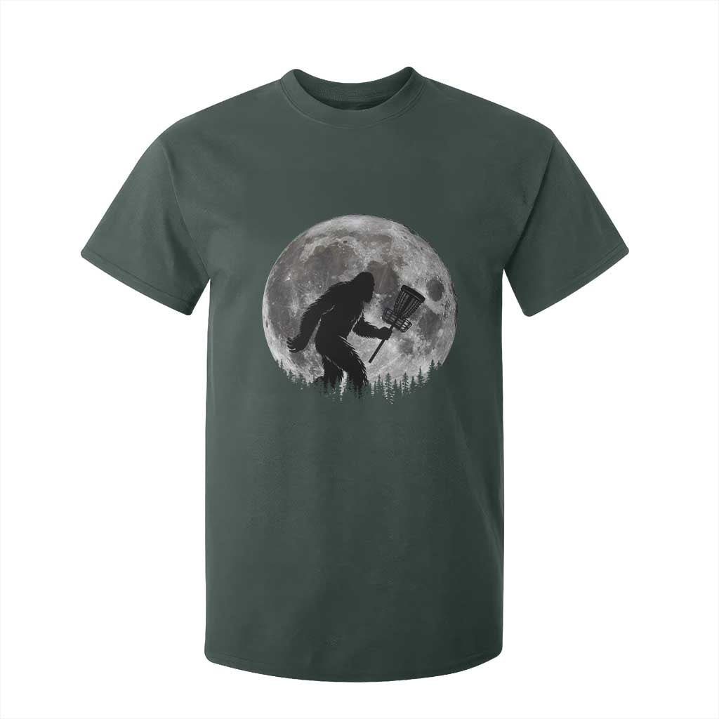 Disc Golf Bigfoot T Shirt For Kid Funny Cool Full Moon & Trees Sasquatch TS10 Dark Forest Green Print Your Wear