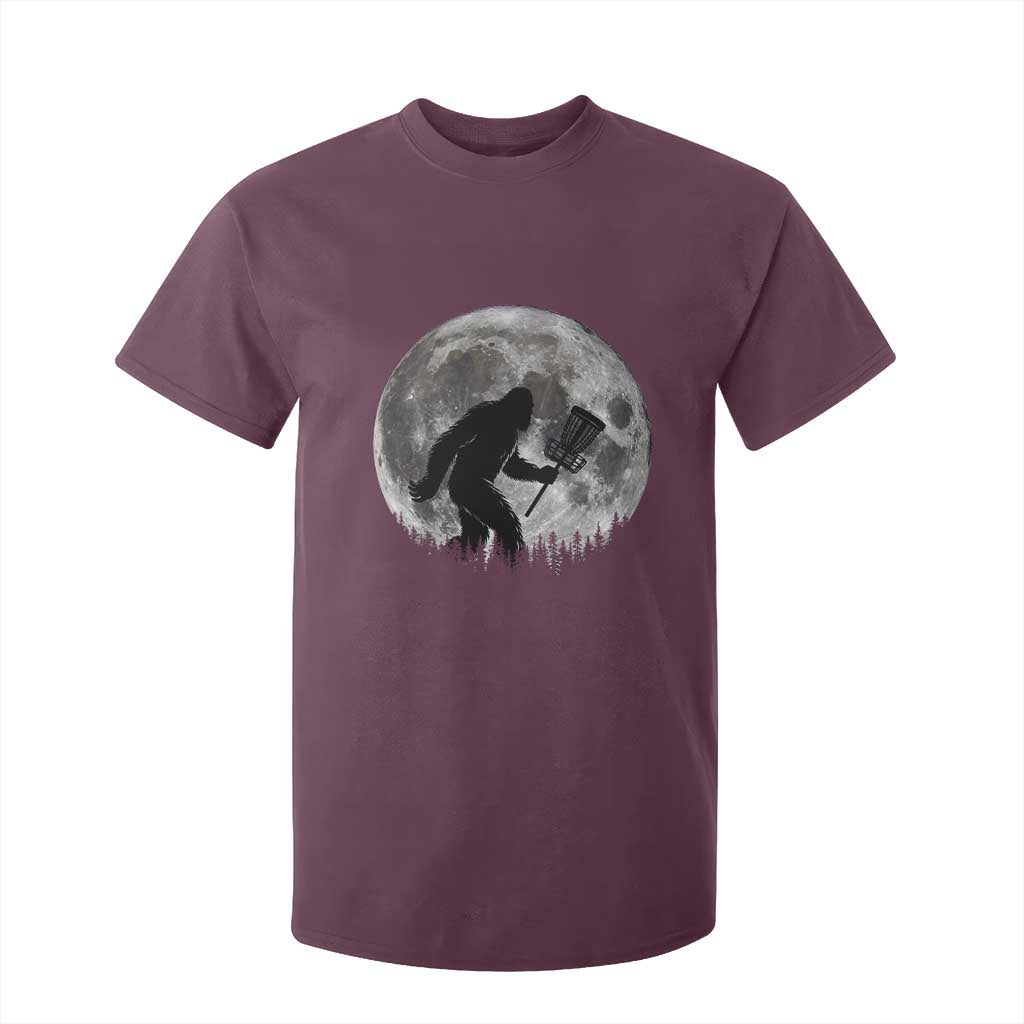 Disc Golf Bigfoot T Shirt For Kid Funny Cool Full Moon & Trees Sasquatch TS10 Maroon Print Your Wear
