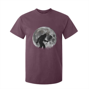 Disc Golf Bigfoot T Shirt For Kid Funny Cool Full Moon & Trees Sasquatch TS10 Maroon Print Your Wear
