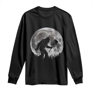 Disc Golf Bigfoot Long Sleeve Shirt Funny Cool Full Moon & Trees Sasquatch TS10 Black Print Your Wear