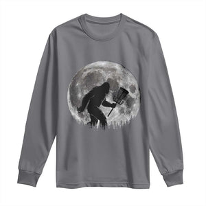 Disc Golf Bigfoot Long Sleeve Shirt Funny Cool Full Moon & Trees Sasquatch TS10 Charcoal Print Your Wear