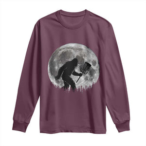 Disc Golf Bigfoot Long Sleeve Shirt Funny Cool Full Moon & Trees Sasquatch TS10 Maroon Print Your Wear