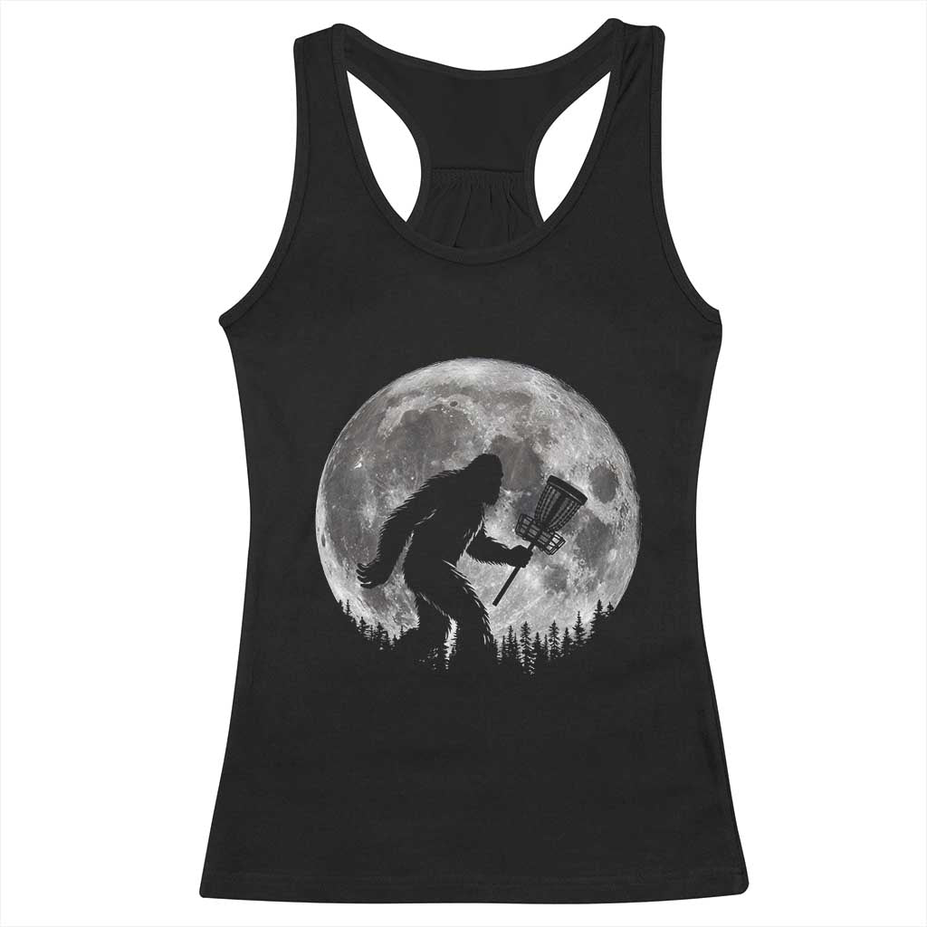 Disc Golf Bigfoot Racerback Tank Top Funny Cool Full Moon & Trees Sasquatch - Print Your Wear