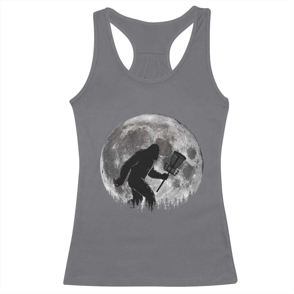 Disc Golf Bigfoot Racerback Tank Top Funny Cool Full Moon & Trees Sasquatch - Print Your Wear