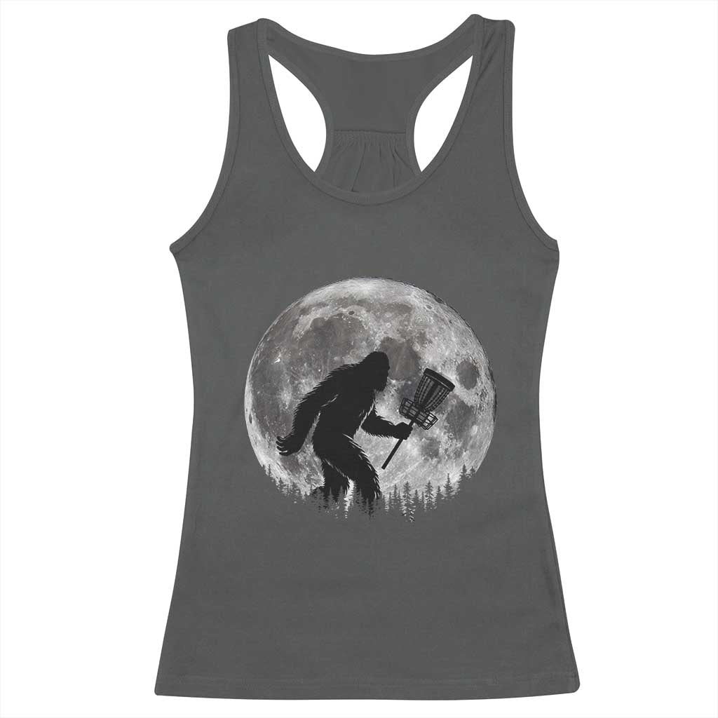 Disc Golf Bigfoot Racerback Tank Top Funny Cool Full Moon & Trees Sasquatch TS10 Dark Heather Print Your Wear