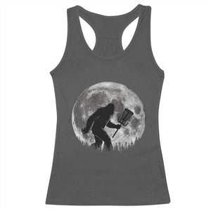 Disc Golf Bigfoot Racerback Tank Top Funny Cool Full Moon & Trees Sasquatch TS10 Dark Heather Print Your Wear