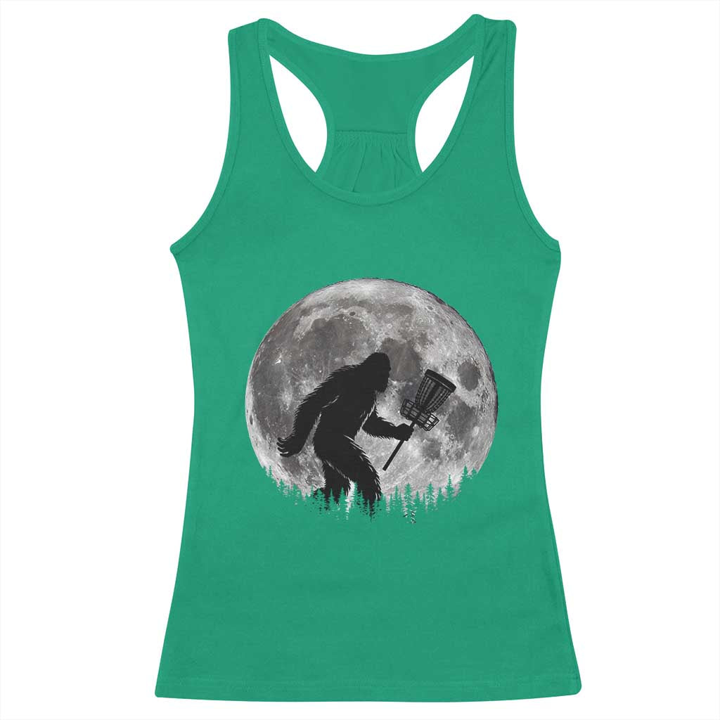 Disc Golf Bigfoot Racerback Tank Top Funny Cool Full Moon & Trees Sasquatch - Print Your Wear