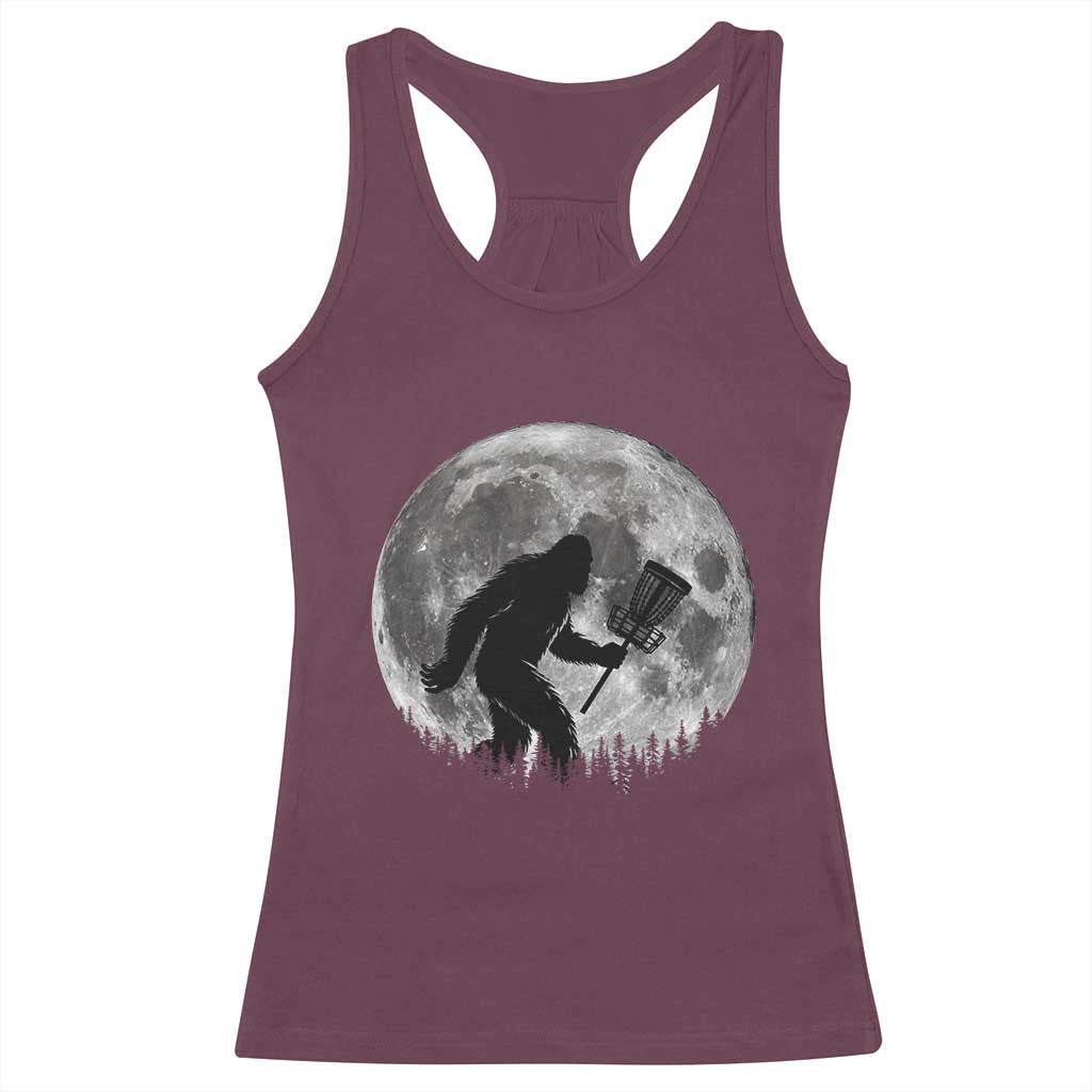 Disc Golf Bigfoot Racerback Tank Top Funny Cool Full Moon & Trees Sasquatch - Print Your Wear