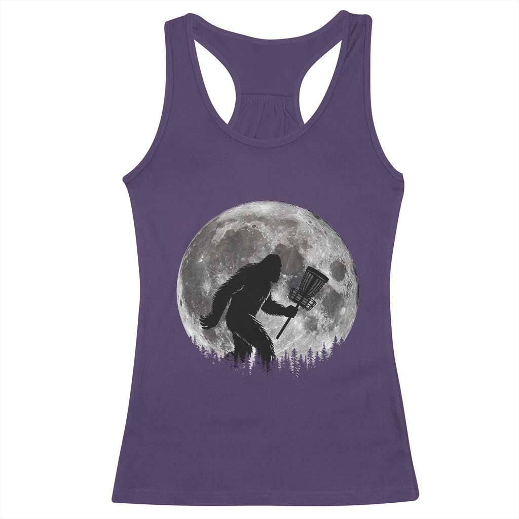 Disc Golf Bigfoot Racerback Tank Top Funny Cool Full Moon & Trees Sasquatch - Print Your Wear