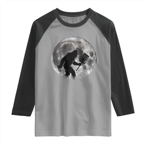 Disc Golf Bigfoot Raglan Shirt Funny Cool Full Moon & Trees Sasquatch TS10 Sport Gray Black Print Your Wear