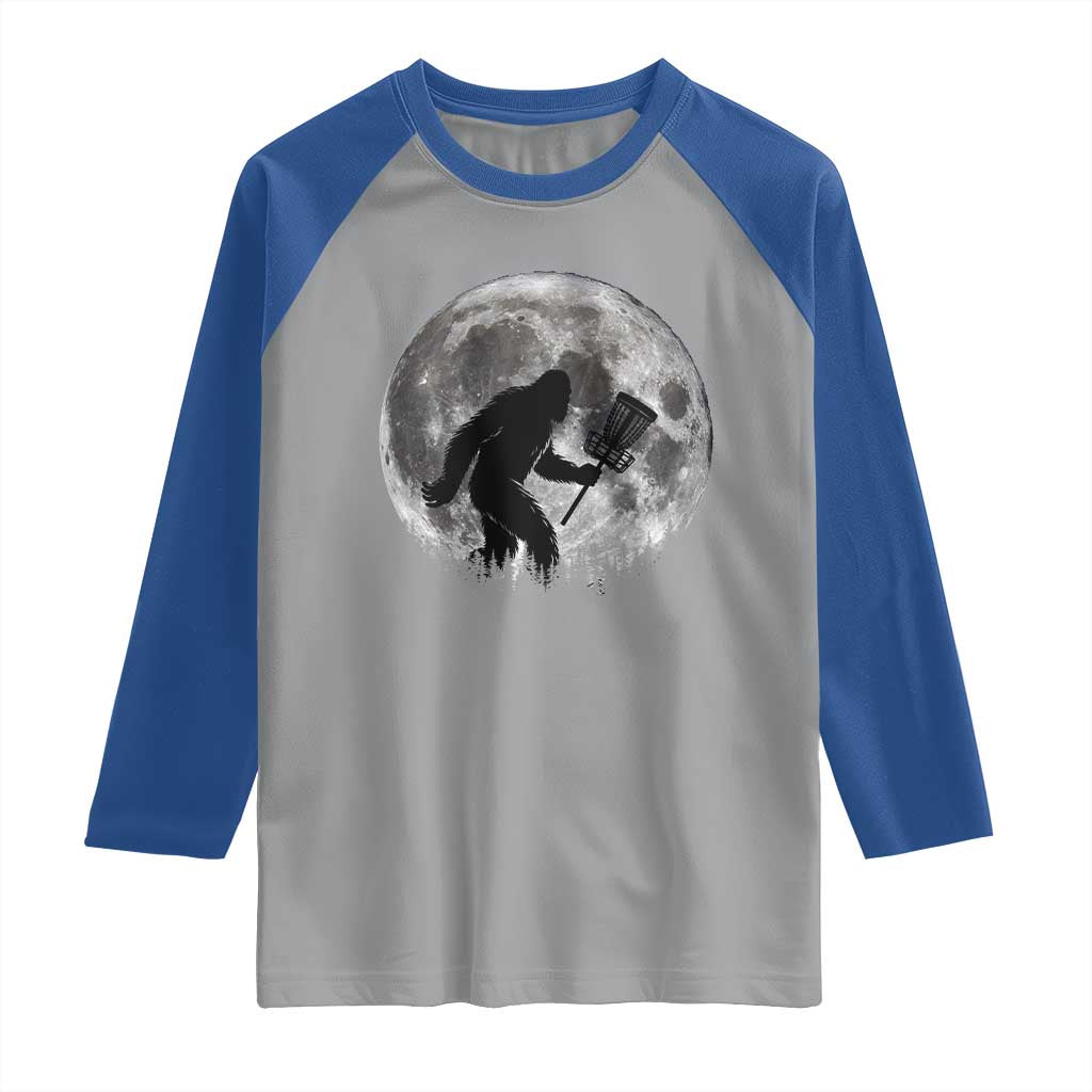 Disc Golf Bigfoot Raglan Shirt Funny Cool Full Moon & Trees Sasquatch TS10 Sport Gray Royal Print Your Wear