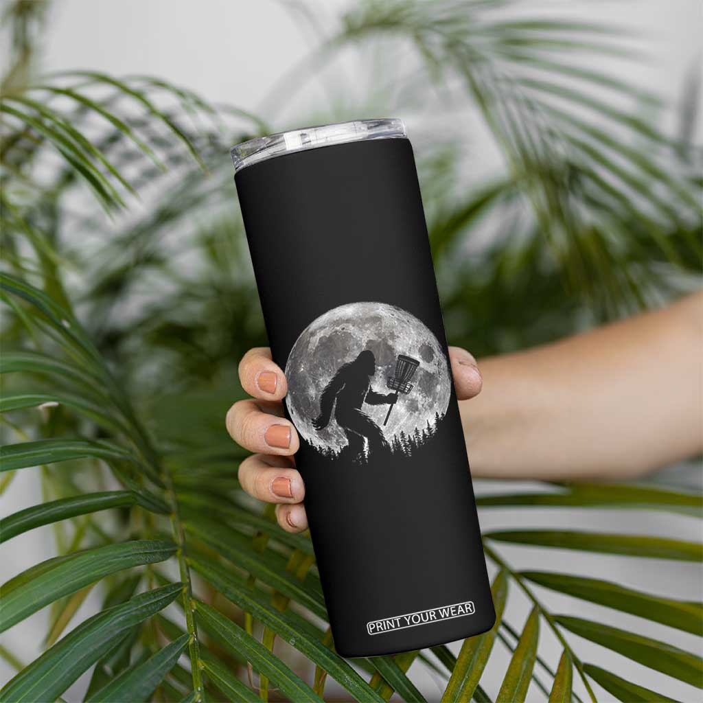 Disc Golf Bigfoot Skinny Tumbler Funny Cool Full Moon & Trees Sasquatch TS10 Print Your Wear