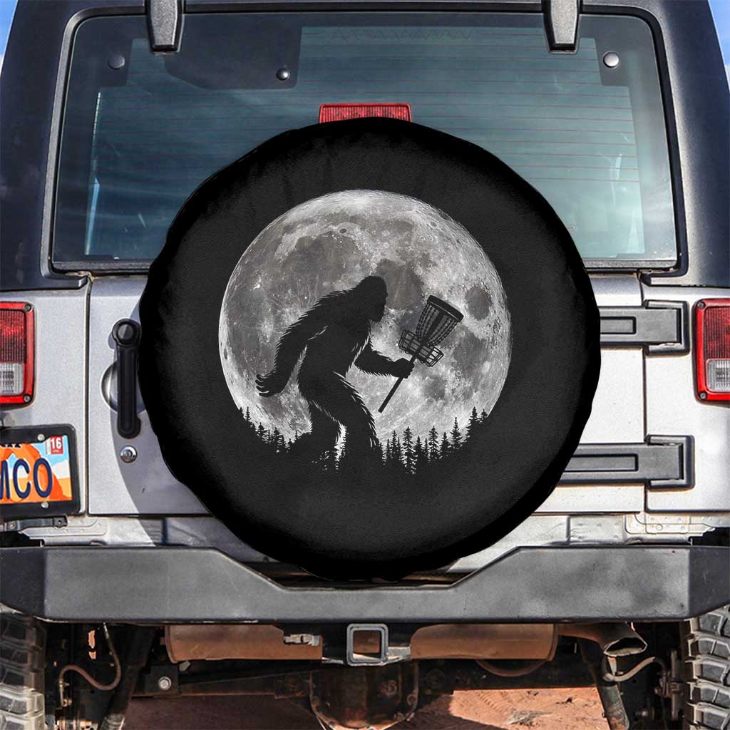 Disc Golf Bigfoot Spare Tire Cover Funny Cool Full Moon & Trees Sasquatch TS10 No hole Black Print Your Wear
