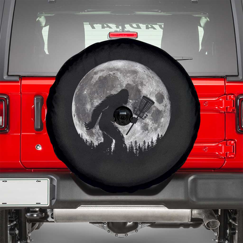 Disc Golf Bigfoot Spare Tire Cover Funny Cool Full Moon & Trees Sasquatch TS10 Black Print Your Wear