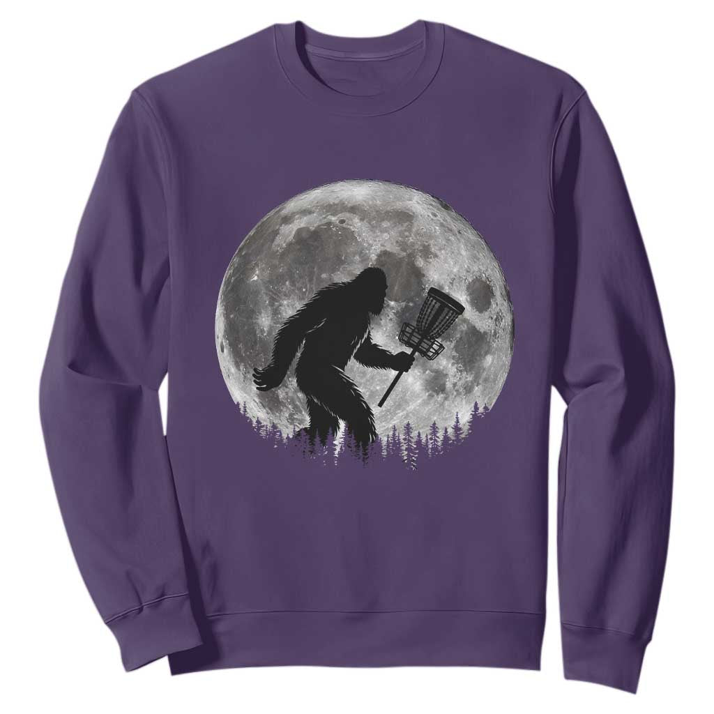 Disc Golf Bigfoot Sweatshirt Funny Cool Full Moon & Trees Sasquatch TS10 Purple Print Your Wear