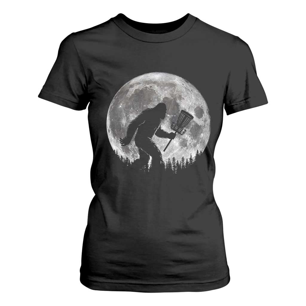 Disc Golf Bigfoot T Shirt For Women Funny Cool Full Moon & Trees Sasquatch TS10 Black Print Your Wear