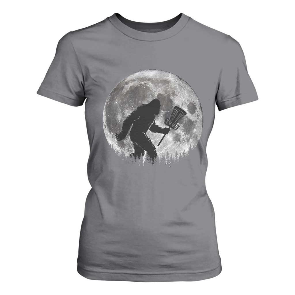 Disc Golf Bigfoot T Shirt For Women Funny Cool Full Moon & Trees Sasquatch TS10 Charcoal Print Your Wear