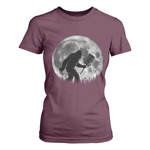 Disc Golf Bigfoot T Shirt For Women Funny Cool Full Moon & Trees Sasquatch TS10 Maroon Print Your Wear
