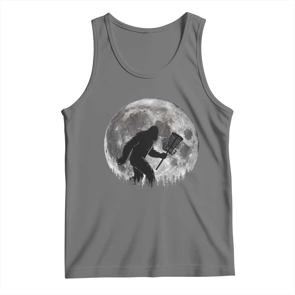Disc Golf Bigfoot Tank Top Funny Cool Full Moon & Trees Sasquatch TS10 Black Heather Print Your Wear