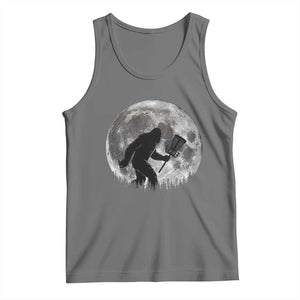 Disc Golf Bigfoot Tank Top Funny Cool Full Moon & Trees Sasquatch TS10 Black Heather Print Your Wear