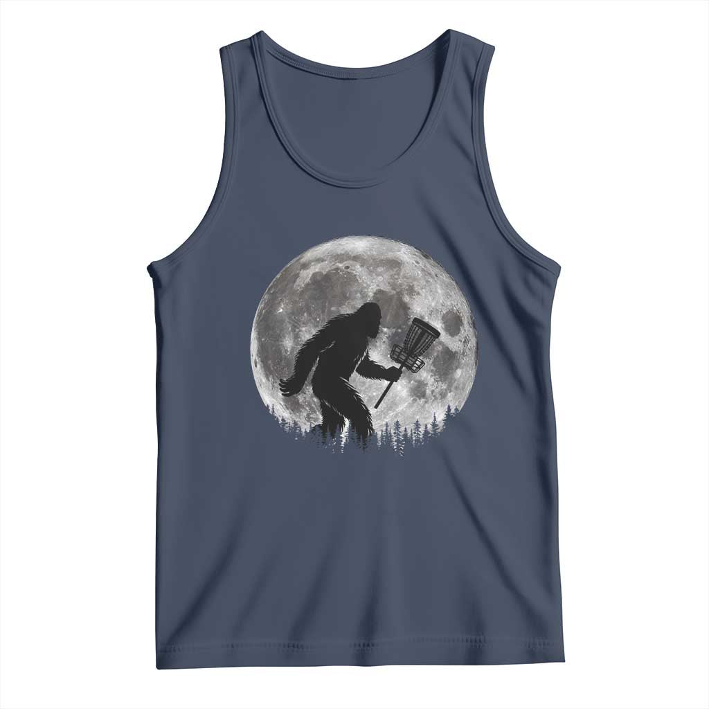 Disc Golf Bigfoot Tank Top Funny Cool Full Moon & Trees Sasquatch TS10 Navy Print Your Wear