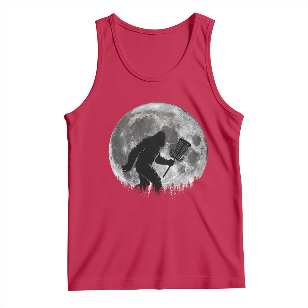 Disc Golf Bigfoot Tank Top Funny Cool Full Moon & Trees Sasquatch - Print Your Wear