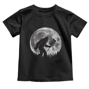 Disc Golf Bigfoot Toddler T Shirt Funny Cool Full Moon & Trees Sasquatch TS10 Black Print Your Wear
