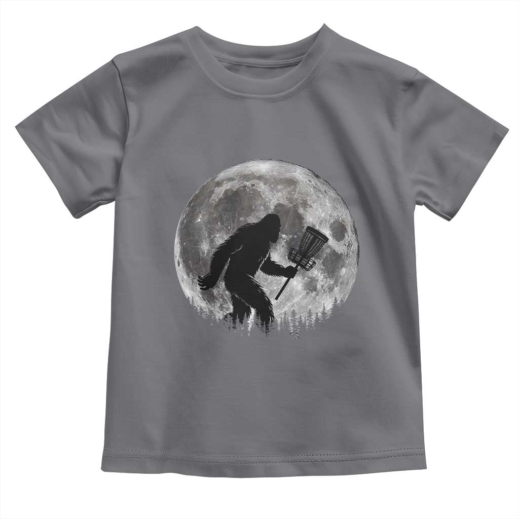 Disc Golf Bigfoot Toddler T Shirt Funny Cool Full Moon & Trees Sasquatch TS10 Charcoal Print Your Wear