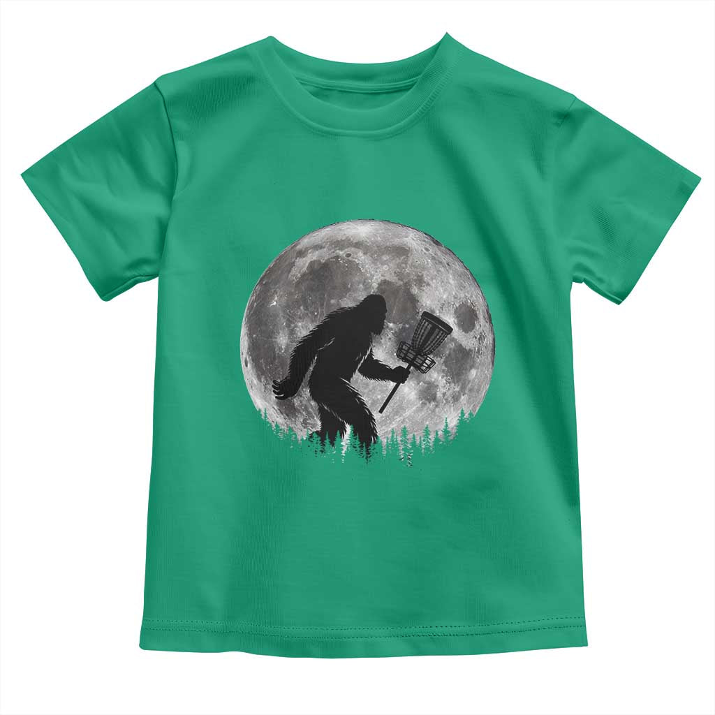 Disc Golf Bigfoot Toddler T Shirt Funny Cool Full Moon & Trees Sasquatch TS10 Irish Green Print Your Wear