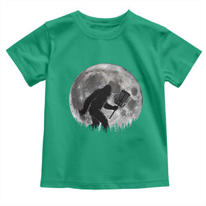 Disc Golf Bigfoot Toddler T Shirt Funny Cool Full Moon & Trees Sasquatch TS10 Irish Green Print Your Wear