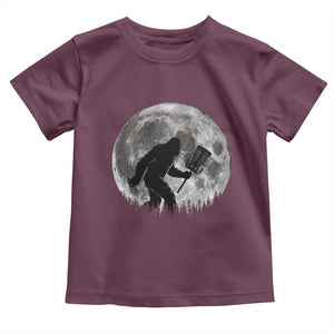 Disc Golf Bigfoot Toddler T Shirt Funny Cool Full Moon & Trees Sasquatch TS10 Maroon Print Your Wear