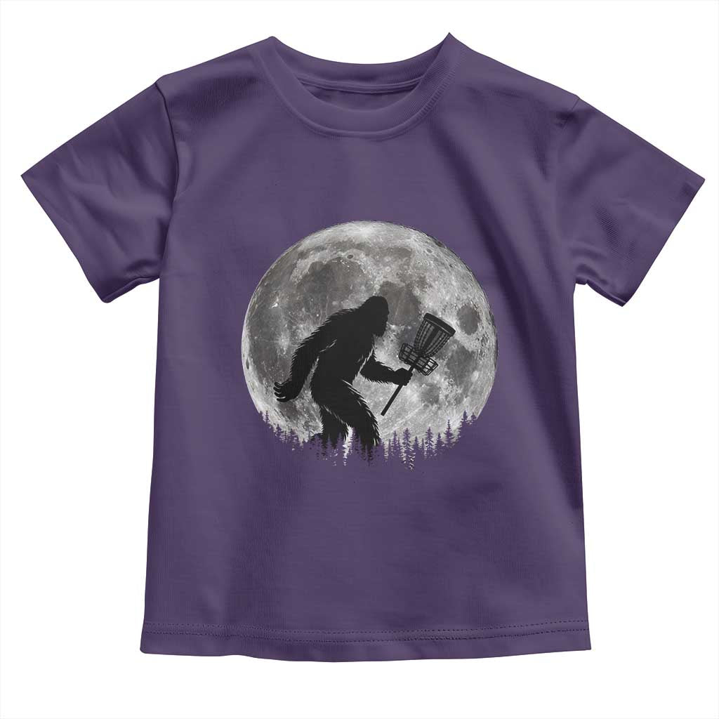 Disc Golf Bigfoot Toddler T Shirt Funny Cool Full Moon & Trees Sasquatch TS10 Purple Print Your Wear