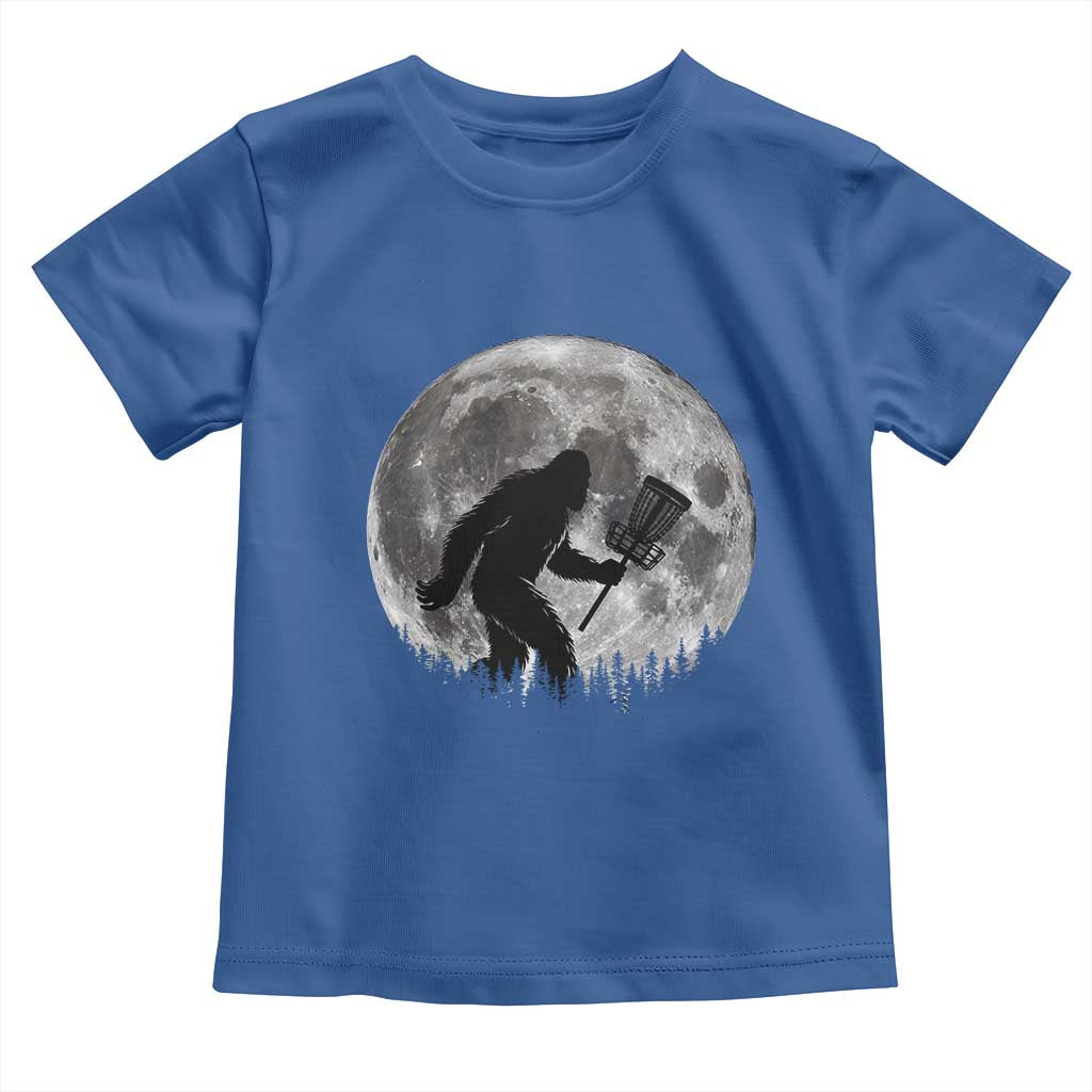 Disc Golf Bigfoot Toddler T Shirt Funny Cool Full Moon & Trees Sasquatch TS10 Royal Blue Print Your Wear
