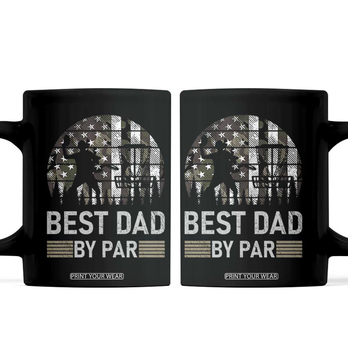 Disc Golf Best Dad By Par Coffee Mug Funny Sports Golfer Frisbee Camo American Flag TS10 Black Print Your Wear