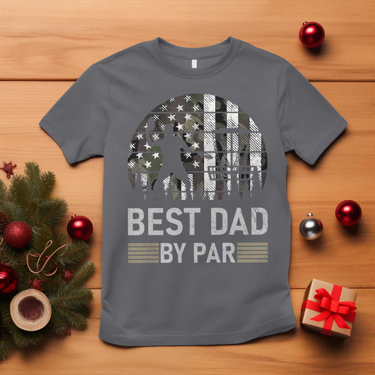 Disc Golf Best Dad By Par T Shirt Funny Sports Golfer Frisbee Camo American Flag TS10 Charcoal Print Your Wear